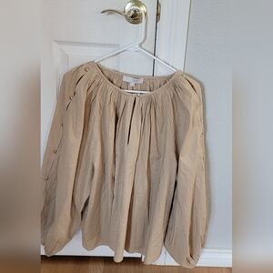 New With Tags LOFT Beige Blouse with Button Details